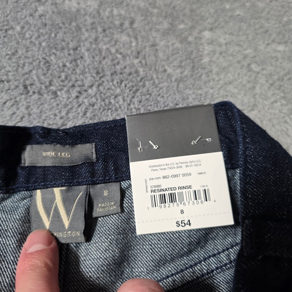 Worthington Womens 8 Wide Leg Jeans Dark Resinated Rinse Mid Rise Denim - Picture 8 of 9